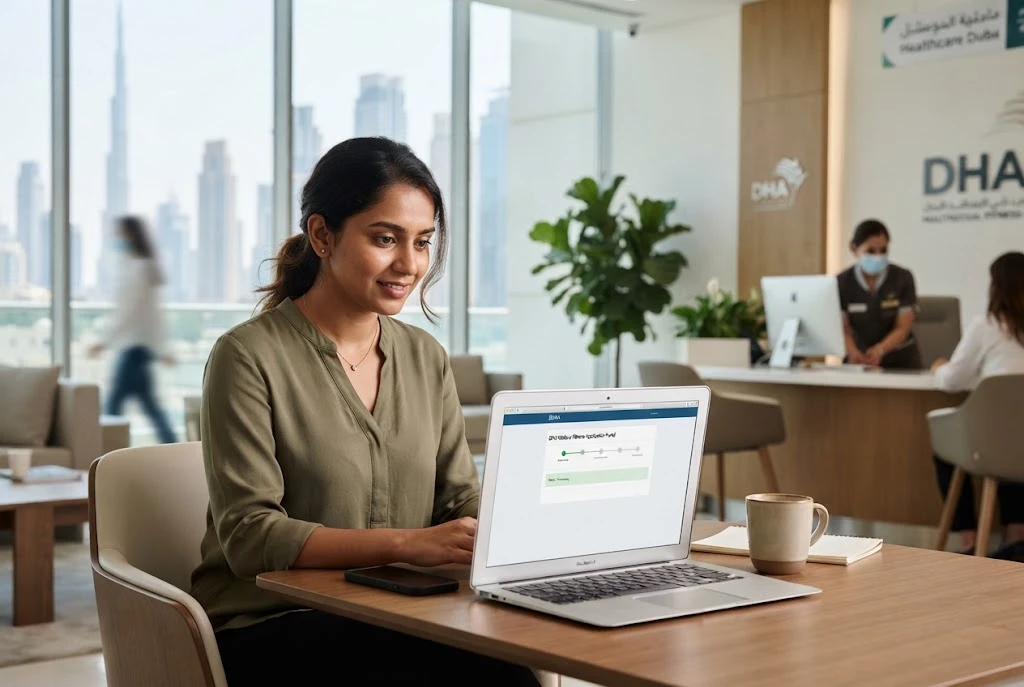 DHA medical fitness application status check in Dubai