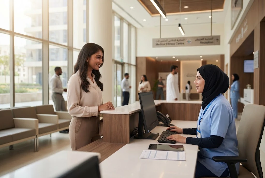 Medical check for UAE visa at a medical fitness centre